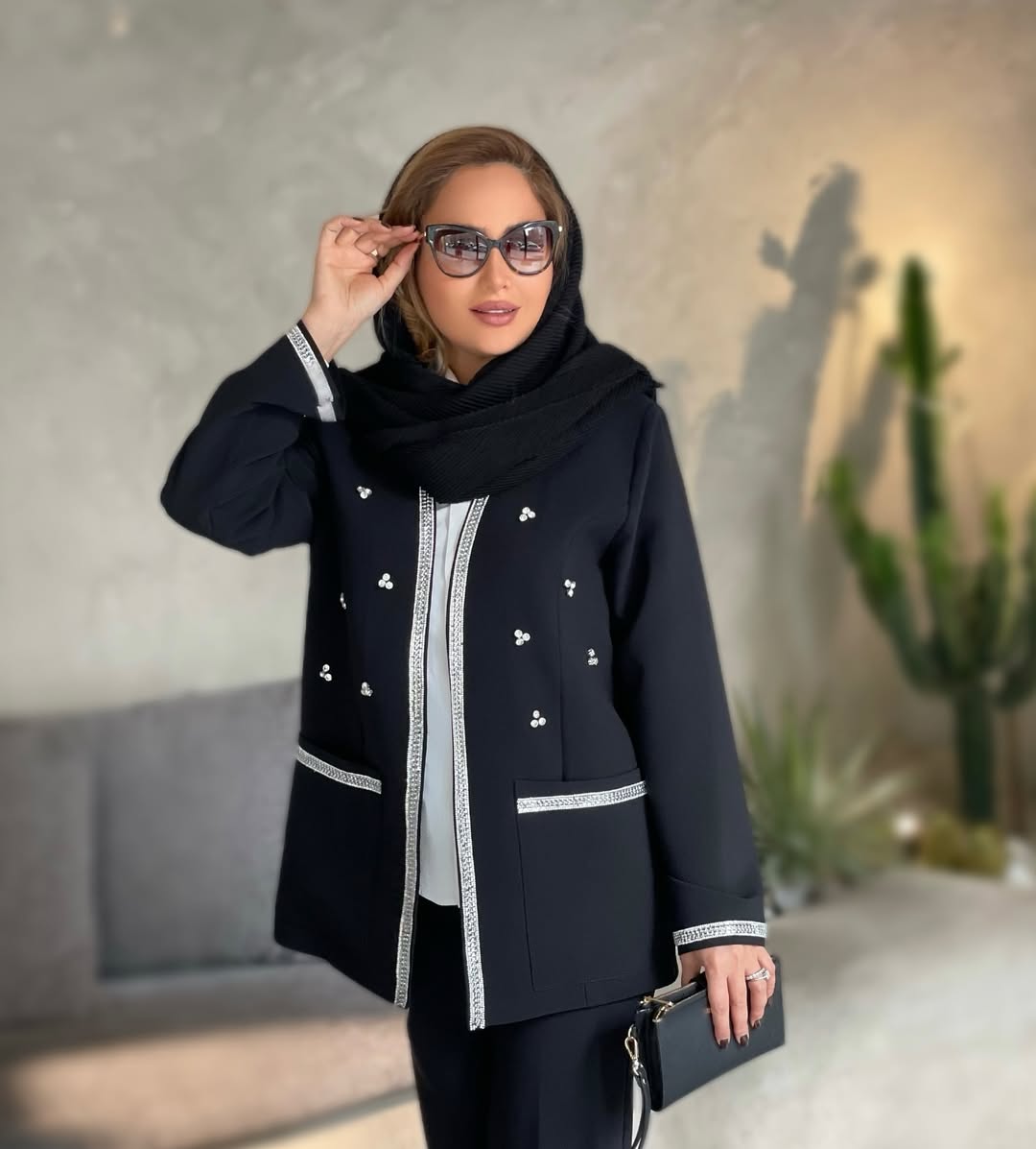 کت و شلوار  زنانه کرپ مازراتی مدل ملورين