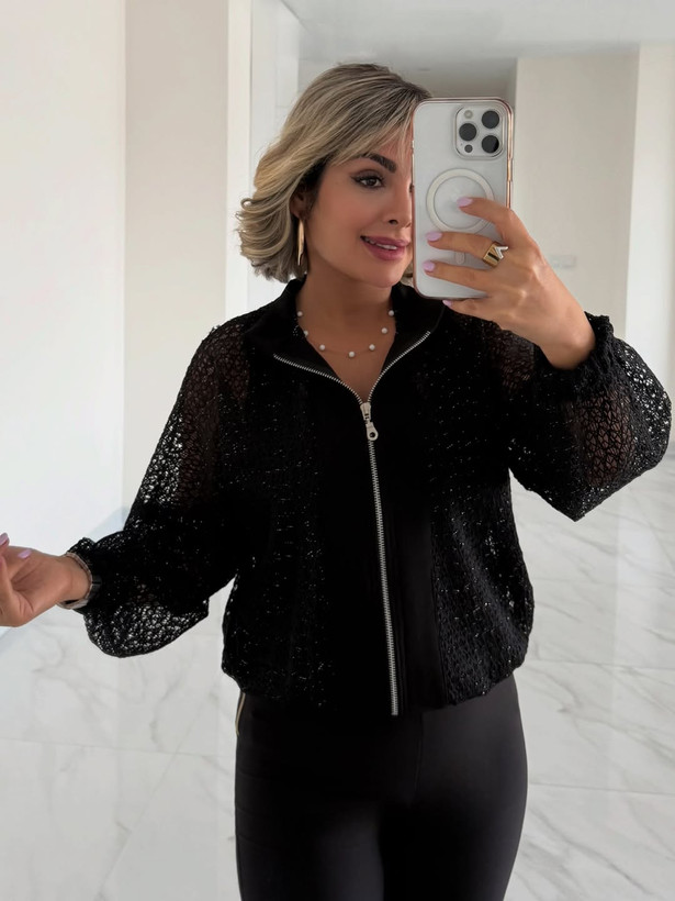 بامبر زنانه توري روشا و شلوار کاریز